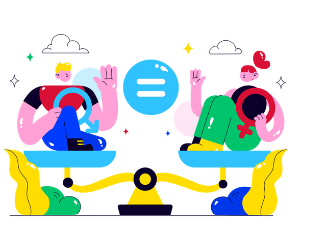 People working on gender equality  Illustration