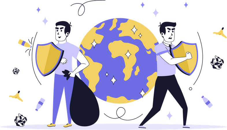 People working on global garbage collection  Illustration
