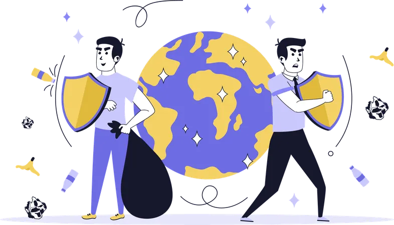 People working on global garbage collection  Illustration