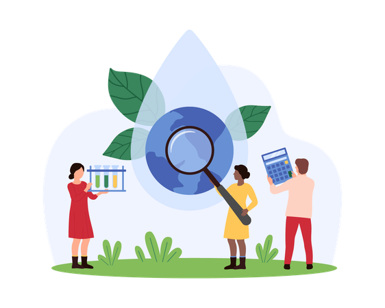 People working on Global water quality research  Illustration