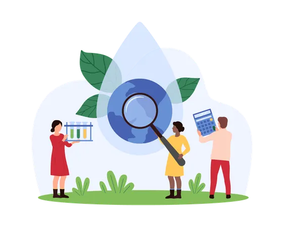 People working on Global water quality research  Illustration