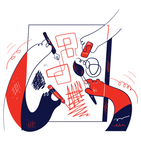 People working on graphic design  Illustration