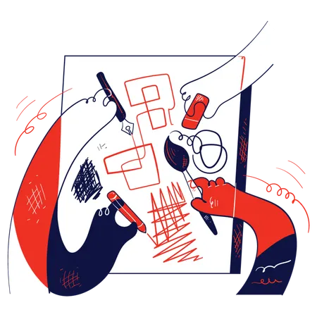 People working on graphic design  Illustration