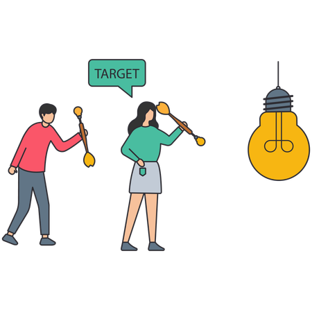 People working on idea target  Illustration