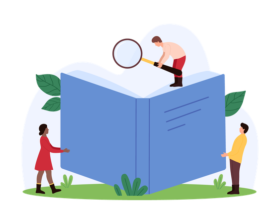 People working on information search  Illustration