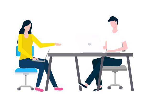 People working on laptop in office  Illustration