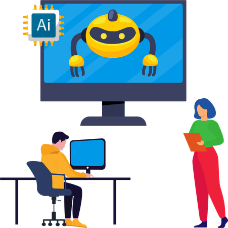 People working on machine learning  Illustration