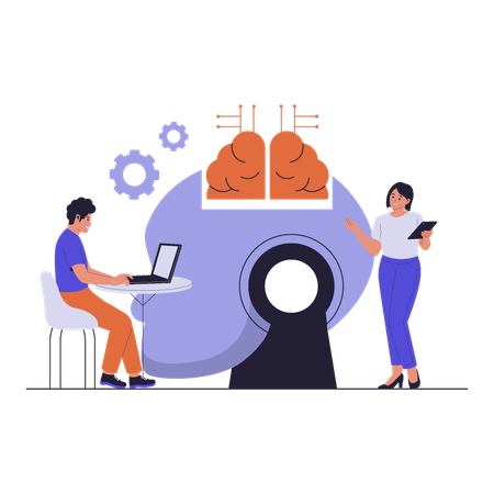 People working on Machine Learning  Illustration
