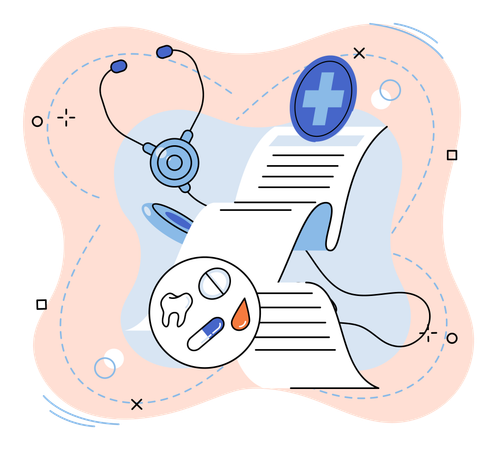 People working on medical insurance program  Illustration