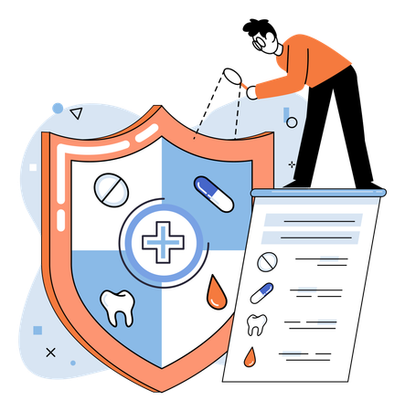 People working on medical insurance program  Illustration