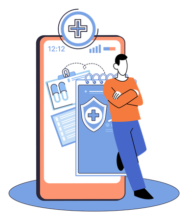 People working on medical insurance program  Illustration