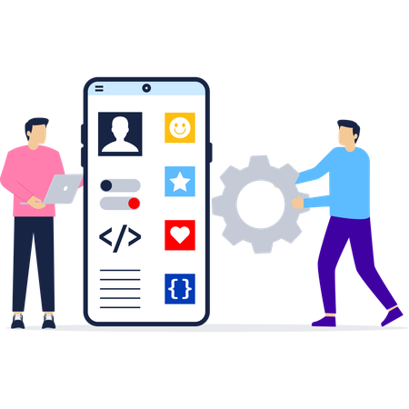 People working on online web development  Illustration