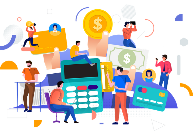 People working on payment and money  Illustration
