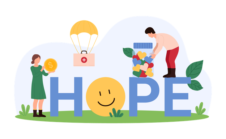 People working on public charity  Illustration