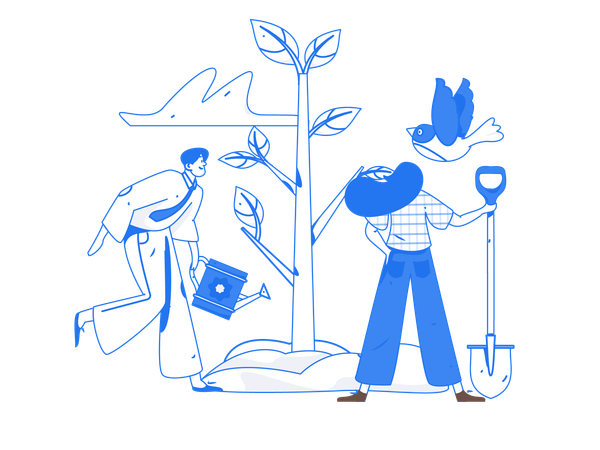 People working on save environment  Illustration