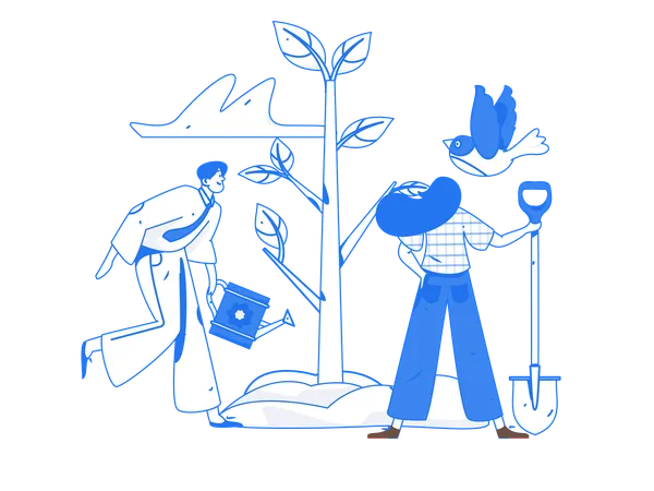 People working on save environment  Illustration