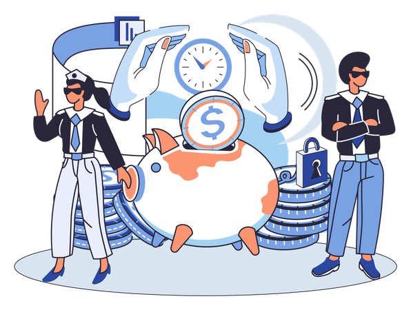 People working on Saving account  Illustration