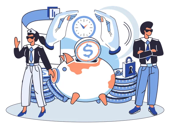 People working on Saving account  Illustration