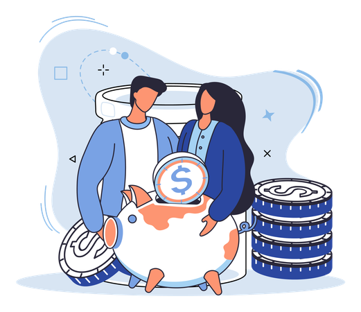 People working on Saving account  Illustration