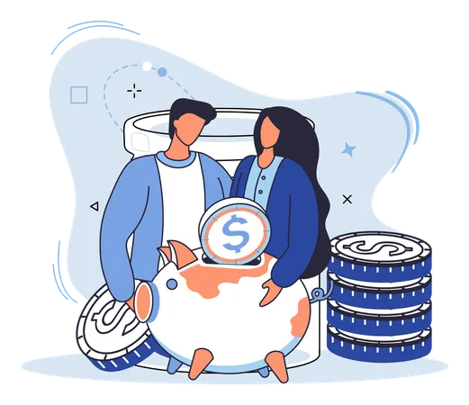 People working on Saving account  Illustration