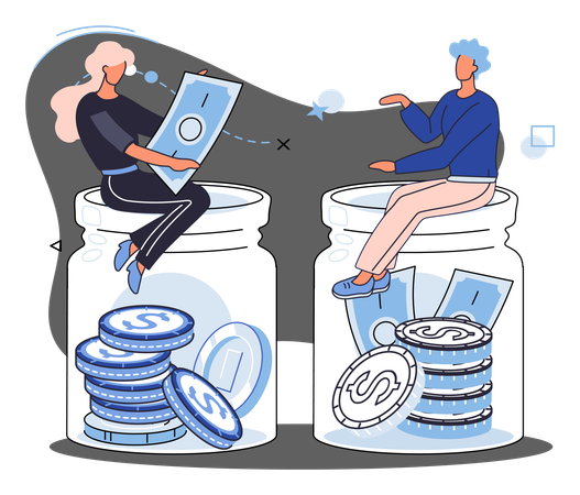 People working on Saving account  Illustration
