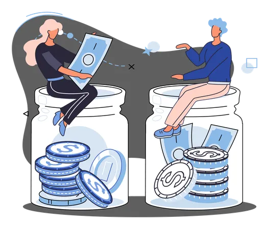 People working on Saving account  Illustration