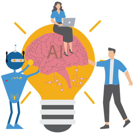 People working on secure ai idea  Illustration