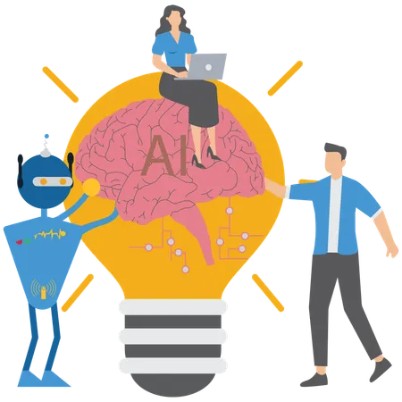People working on secure ai idea  Illustration