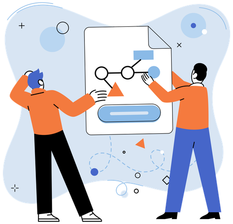 People working on shared files  Illustration