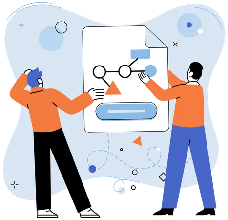 People working on shared files  Illustration