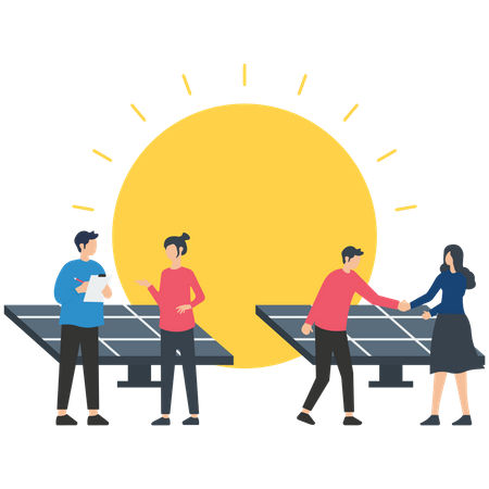 People working on solar energy  Illustration