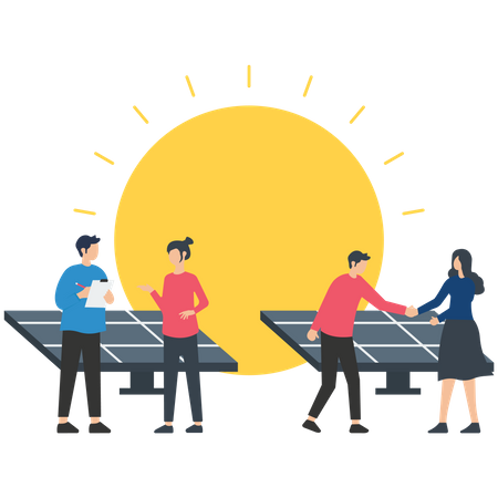 People working on solar energy  Illustration