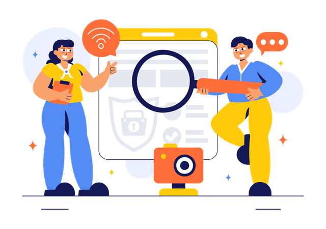 People working on survelliance service  Illustration