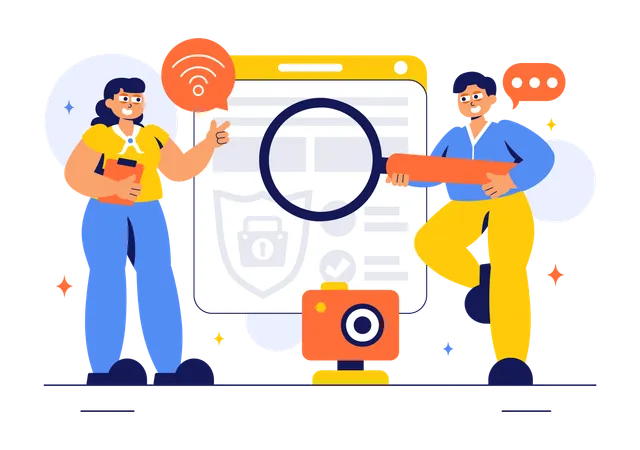 People working on survelliance service  Illustration
