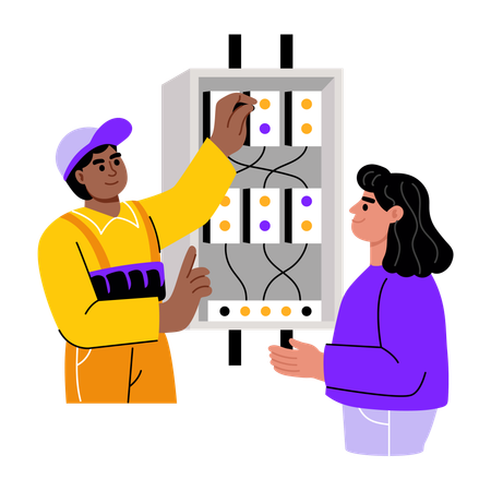 People working on switch maintenance  Illustration
