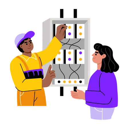 People working on switch maintenance  Illustration