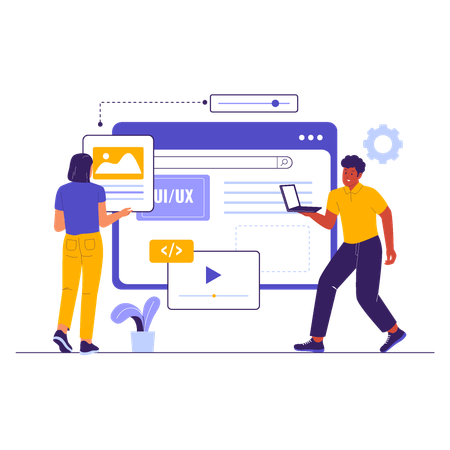 People working on UI UX Interface Development for Web Design  Illustration