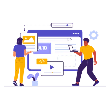 People working on UI UX Interface Development for Web Design  Illustration