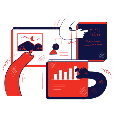 People working on web development  Illustration