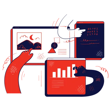 People working on web development  Illustration