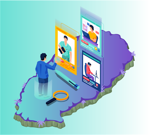 People working remotely  일러스트레이션