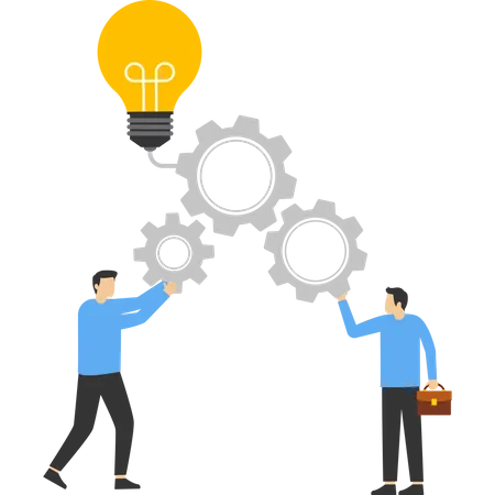 Vector Illustration Of Business Concept People Working Together To Create Ideas Glowing Light Bulb Pops Up Ideas Symbol Of Creativity Creative Ideas Thoughts Thoughts Illustration