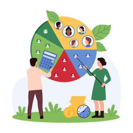 People working with audience segmentation  Illustration