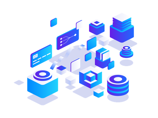 People working with blockchain technology  Illustration