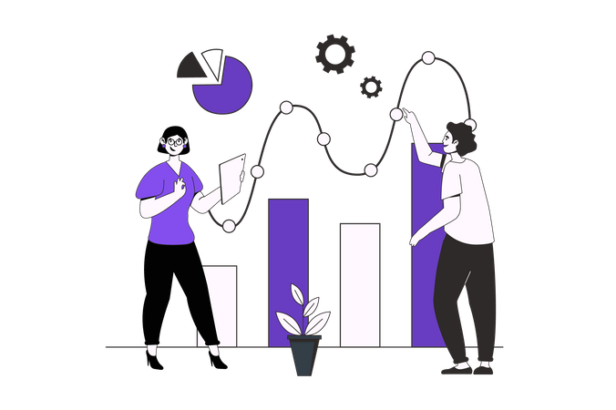 People working with charts  Illustration