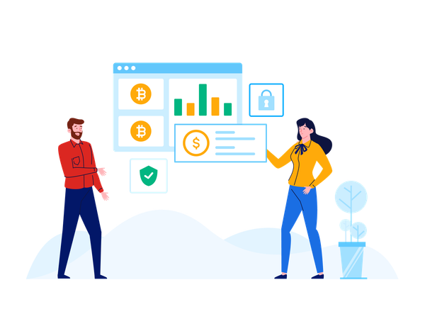 People working with Digital Currency  Illustration