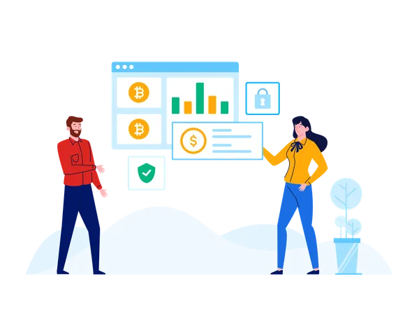 People working with Digital Currency  Illustration
