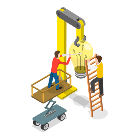People working with Eco Technology  Illustration