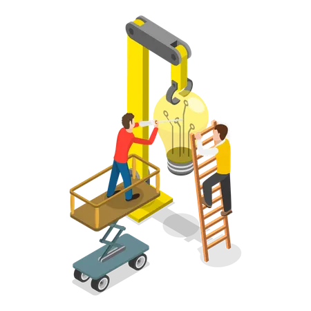 People working with Eco Technology  Illustration