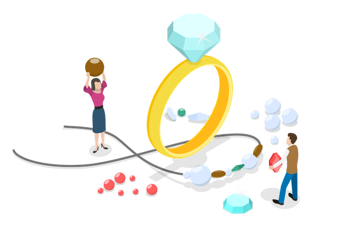 People Working with Precious Stones and Metals  Illustration